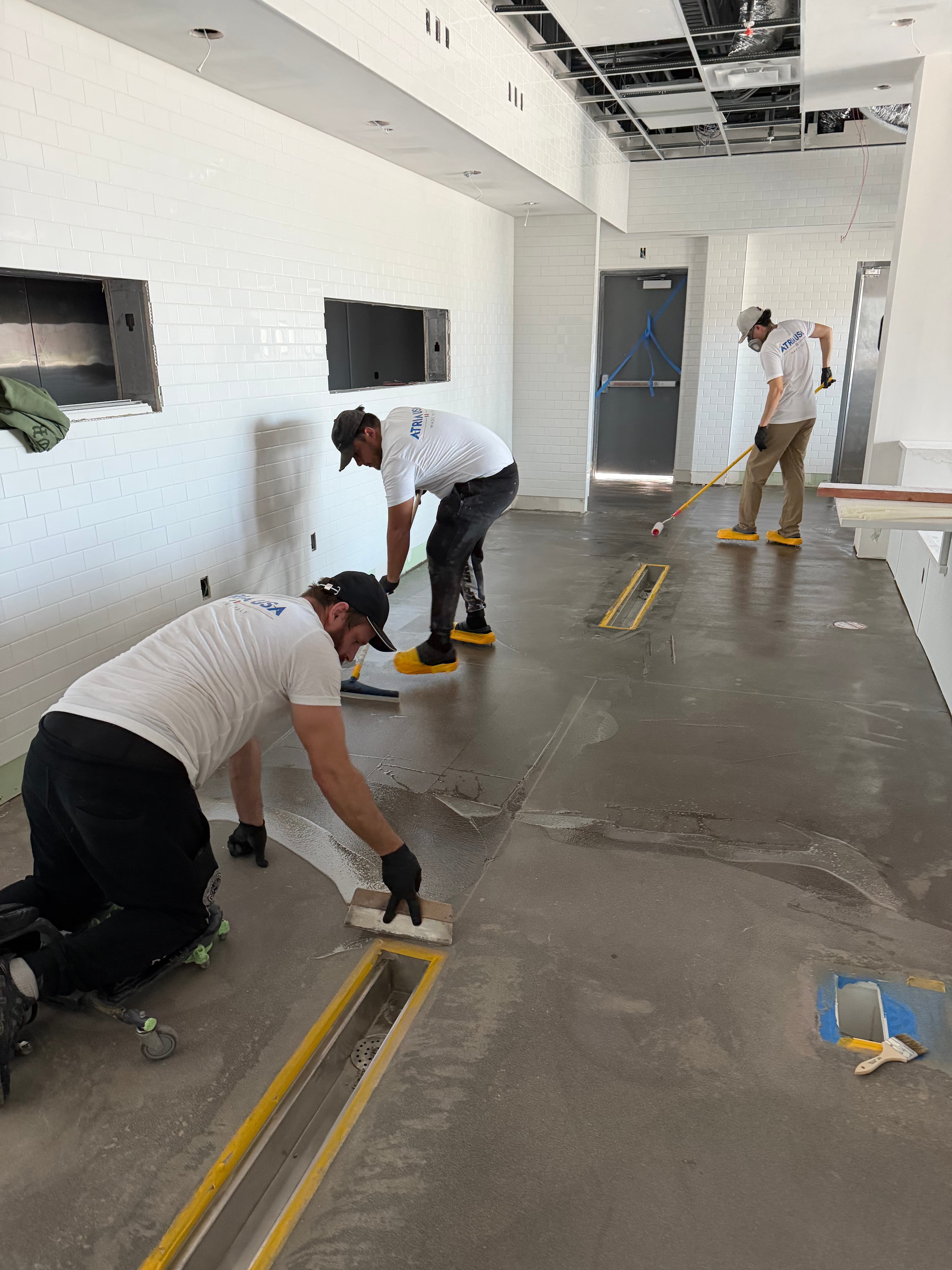 Commercial microcement flooring project by ATRIA USA