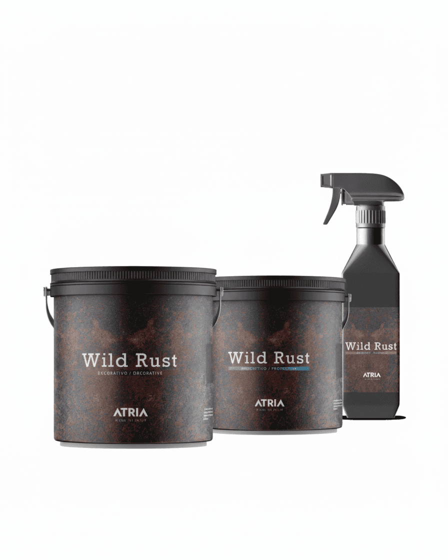 ATRIA METALLICUM Wild Rust Iron Set — Complete 3-bottle Corten rust effect system. Includes Wild R