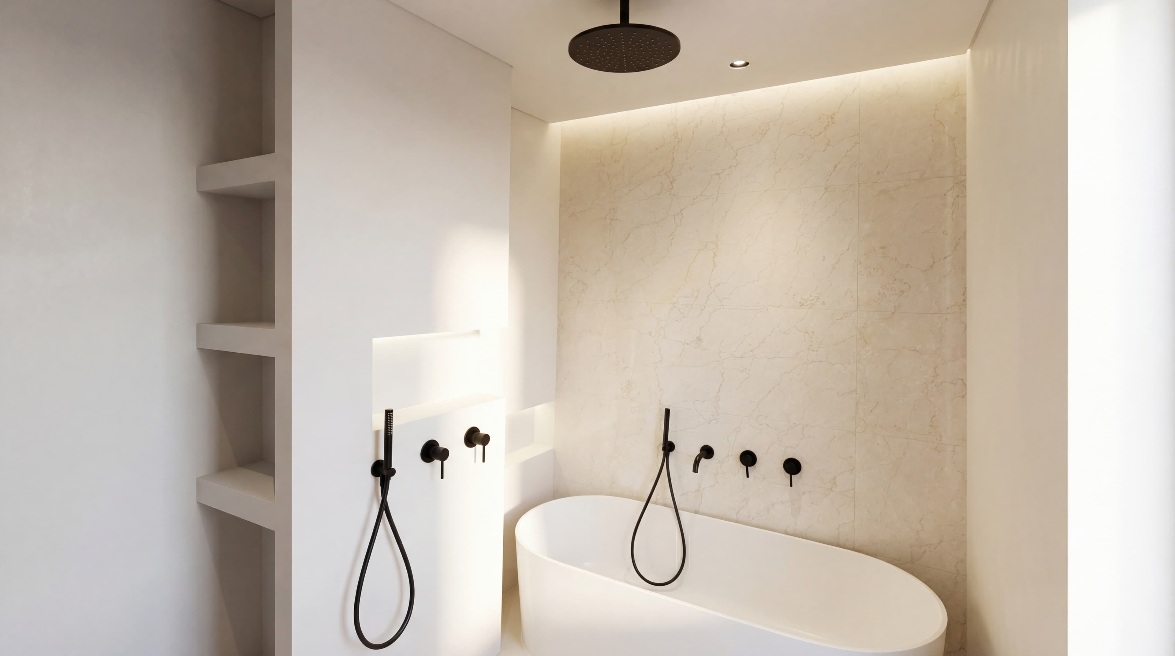 Concrete Accent — Textured microcement accent wall