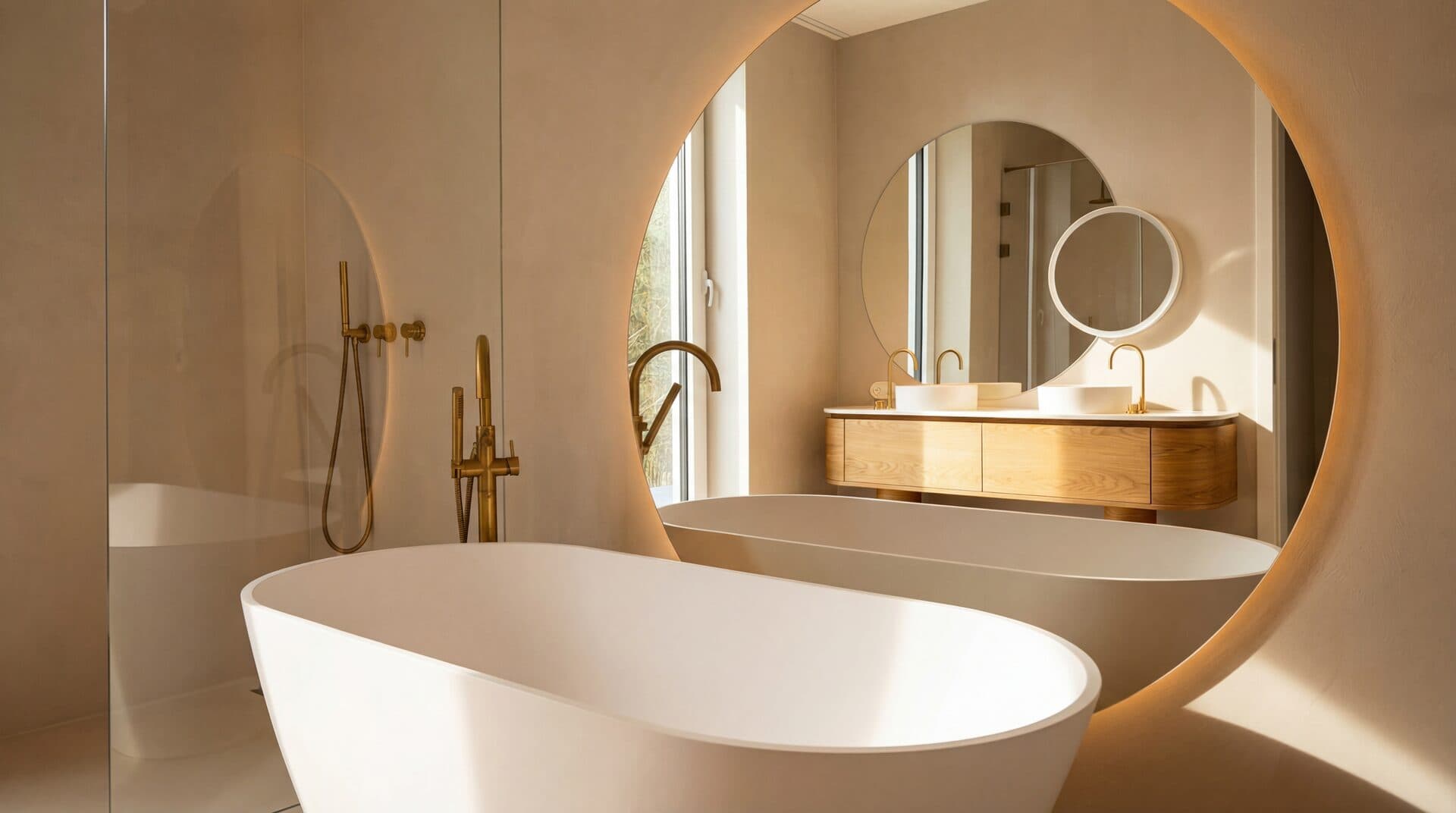 LED Strip Vanity — Double sink with integrated LED lighting