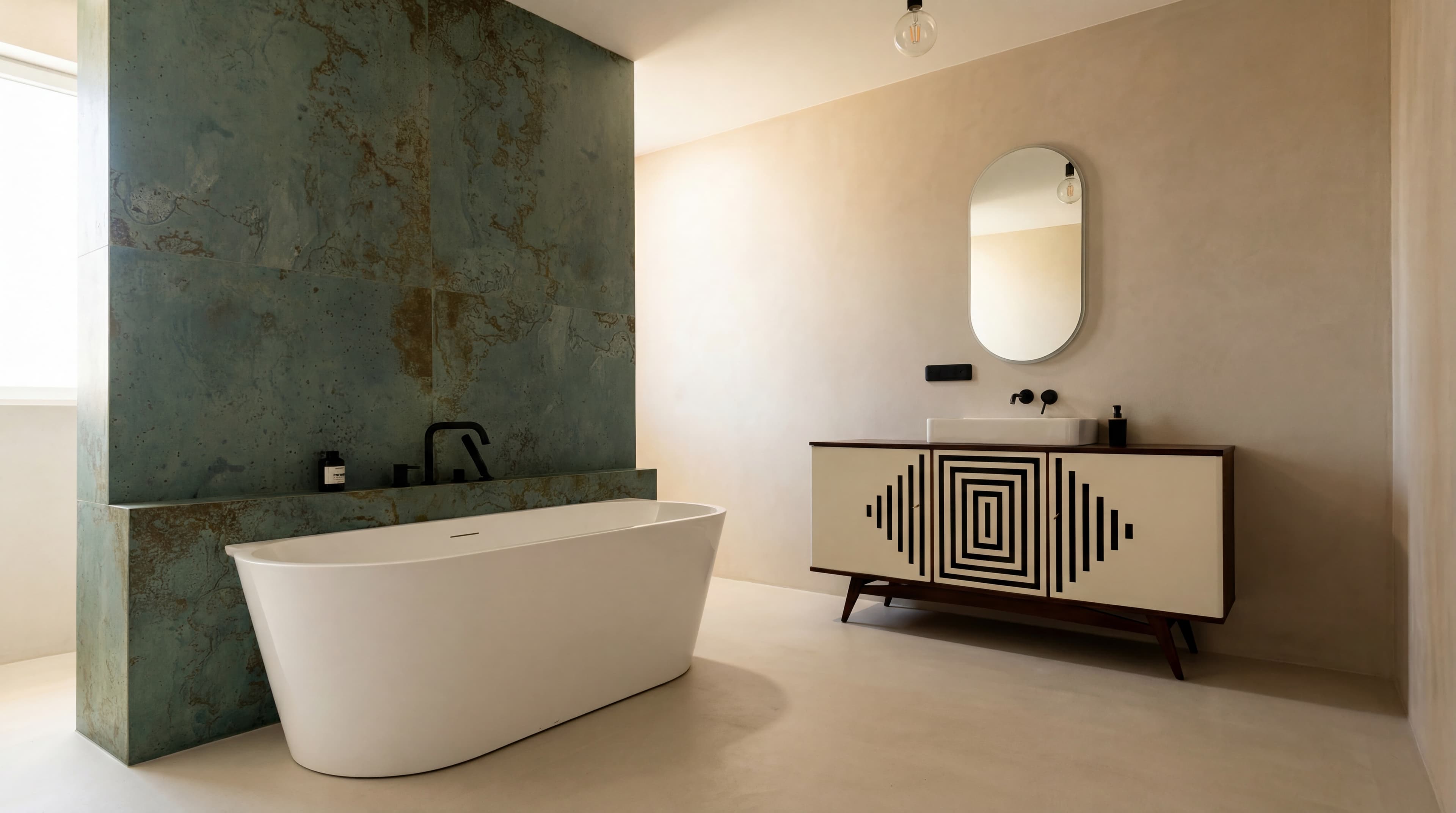 Recessed Shelving — Built-in niches with microcement finish