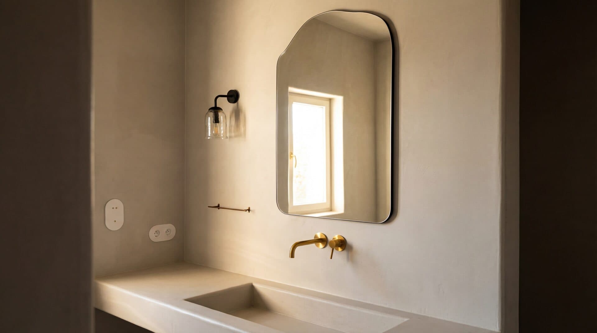 Sculptural Sink — Organic basin form on microcement vanity