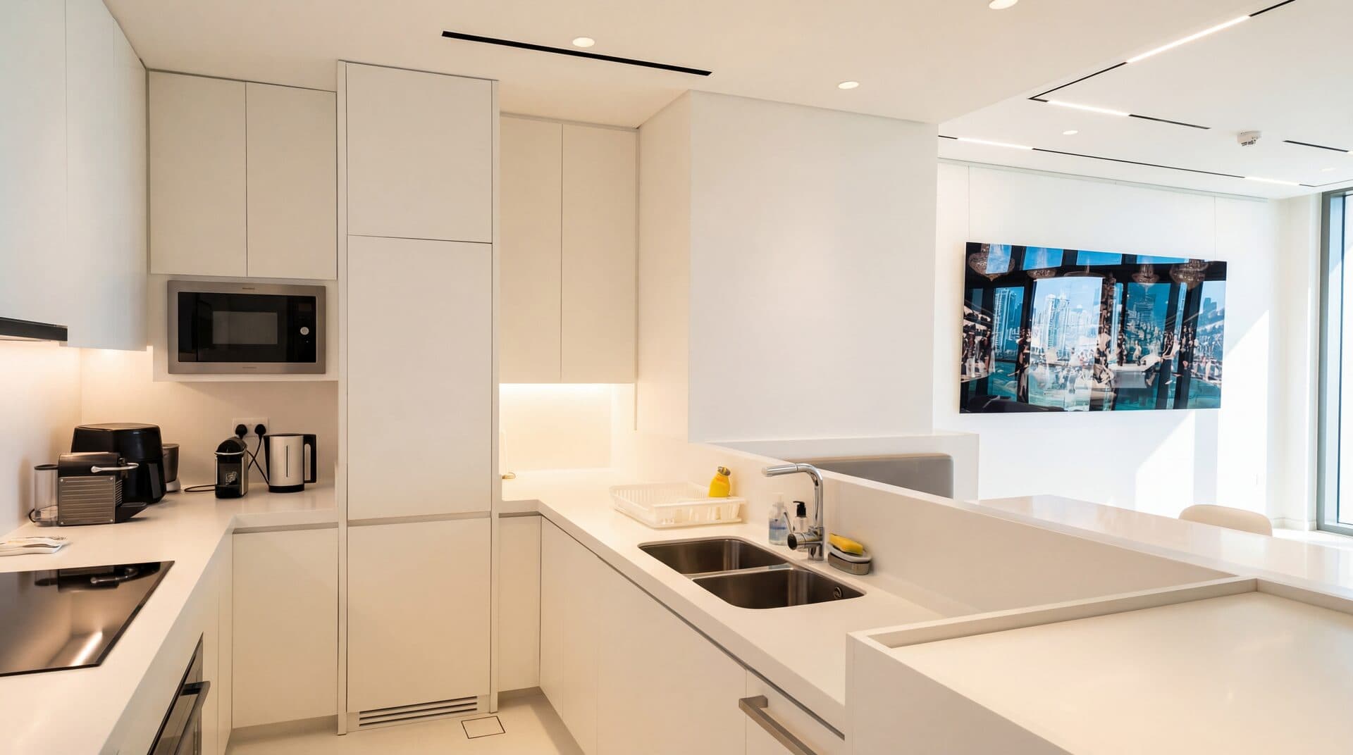 White Kitchen — All-white with microcement countertops