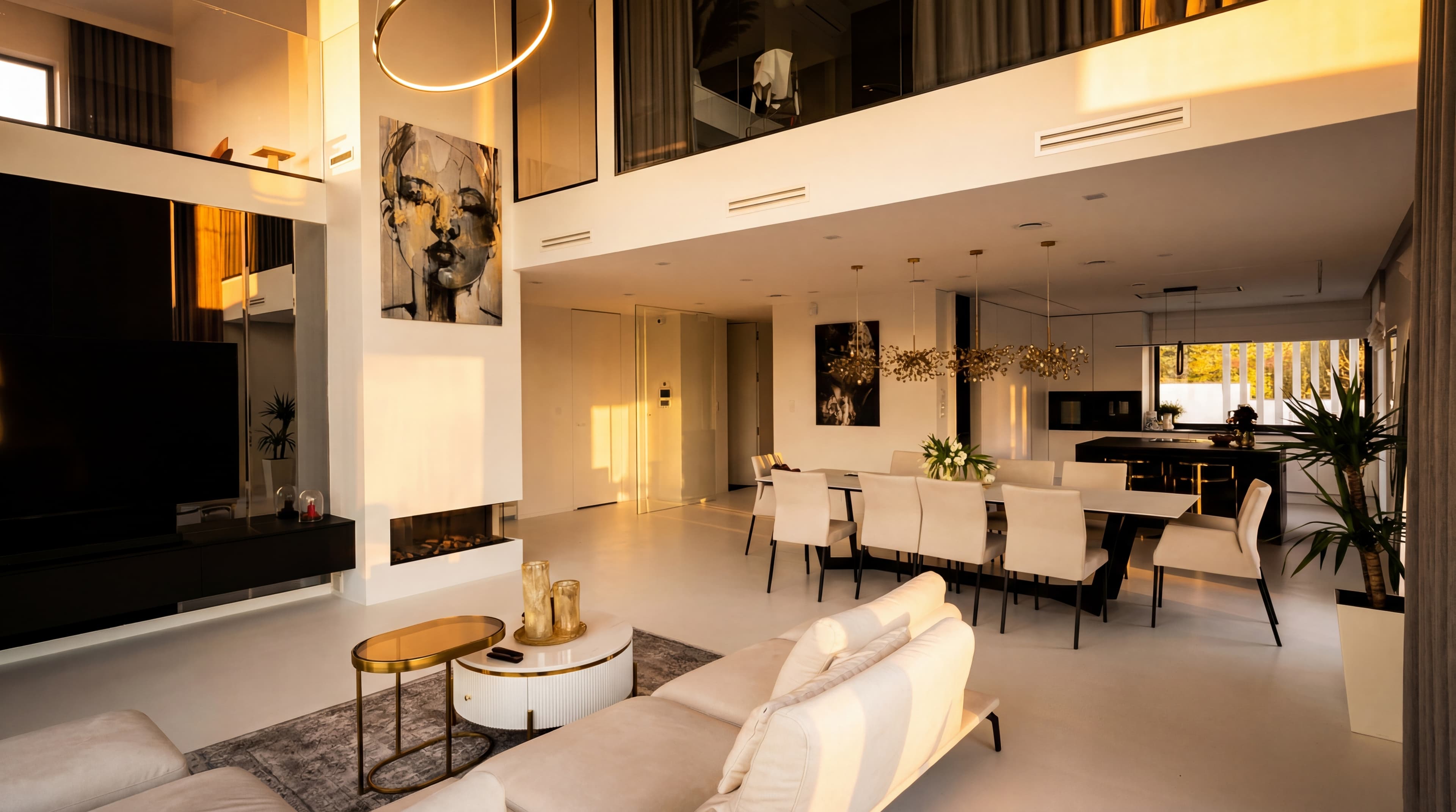 Gold Accents — Decorative details with microcement base