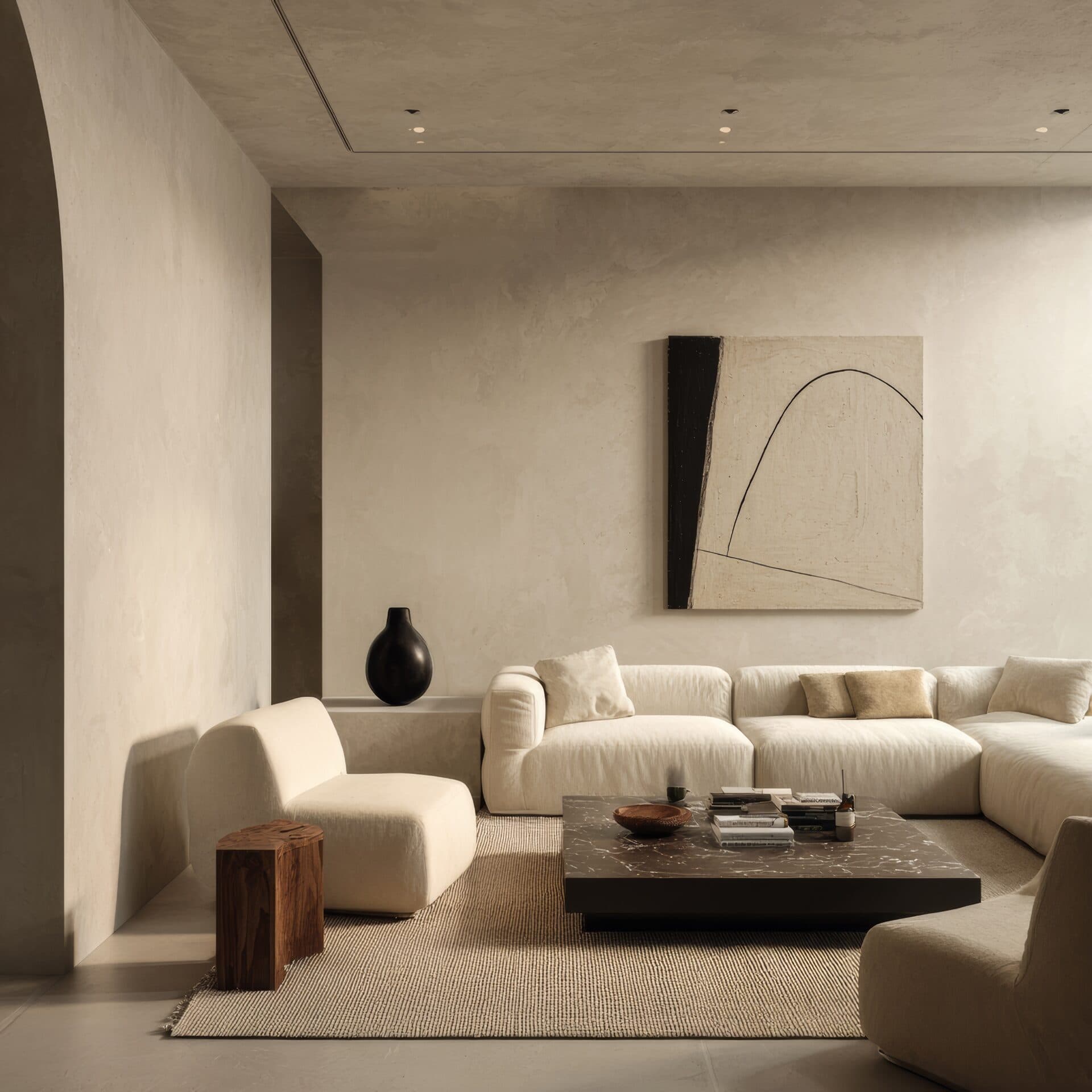 Mid-century modern home with microcement floors Austin