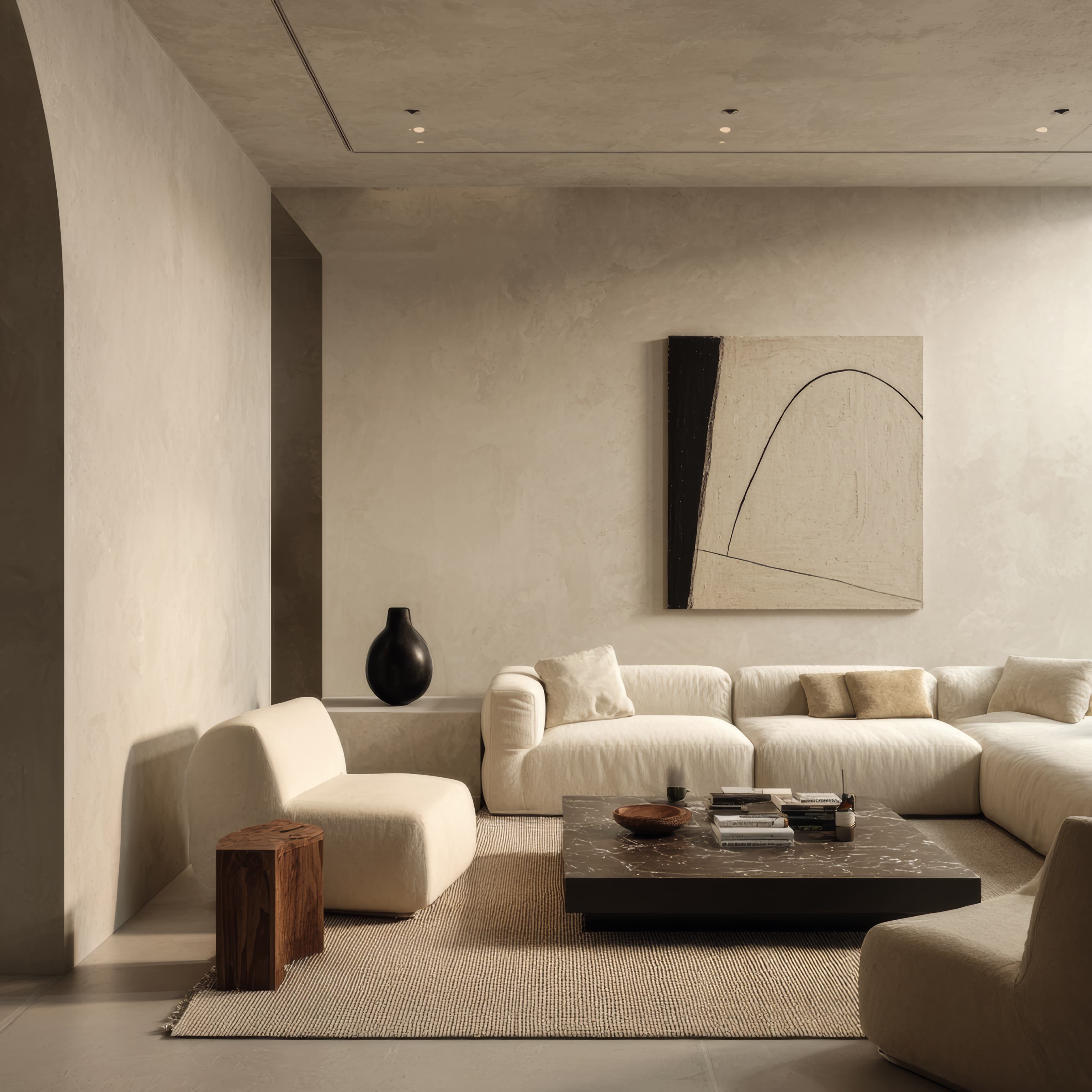 Mid-century modern home with microcement floors Austin