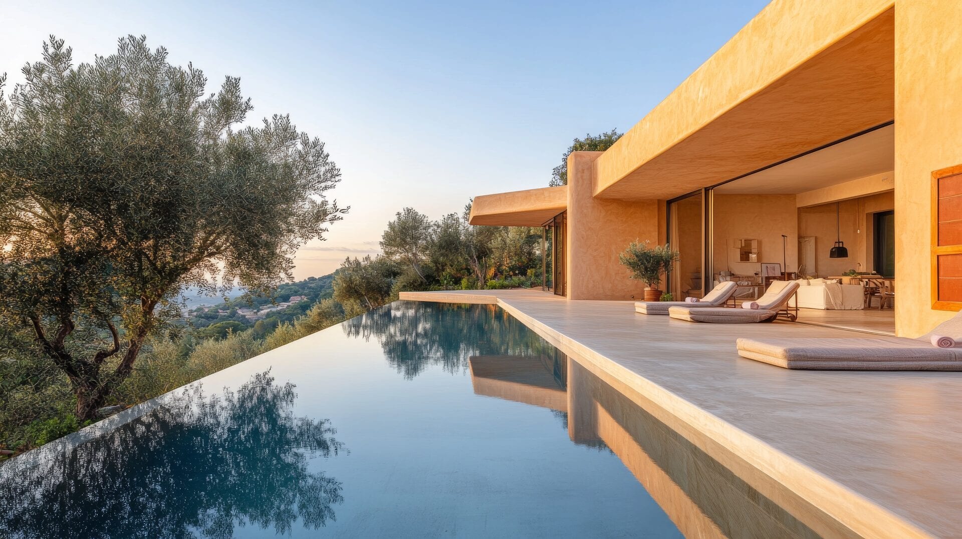 Seamless microcement surfaces in a long-lived Mediterranean villa interior