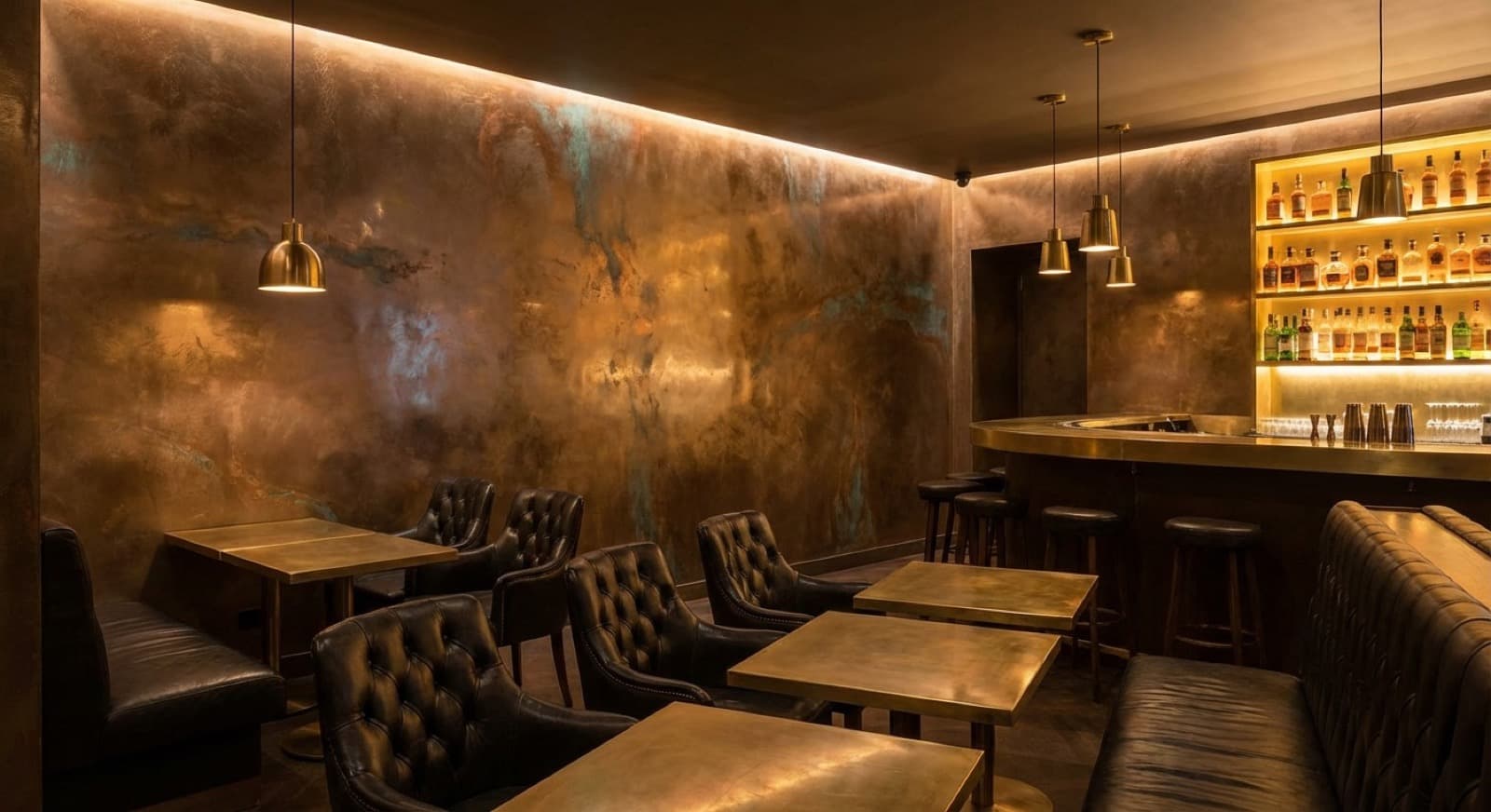 Bronze metallicum bar feature wall Fort Worth