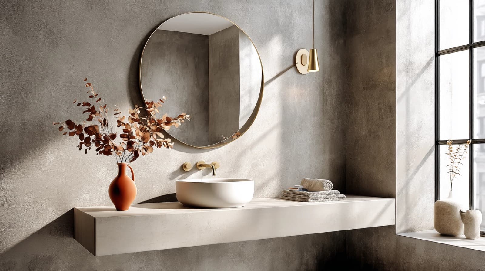ATRIA microcement bathroom vanity showcasing Italian craftsmanship