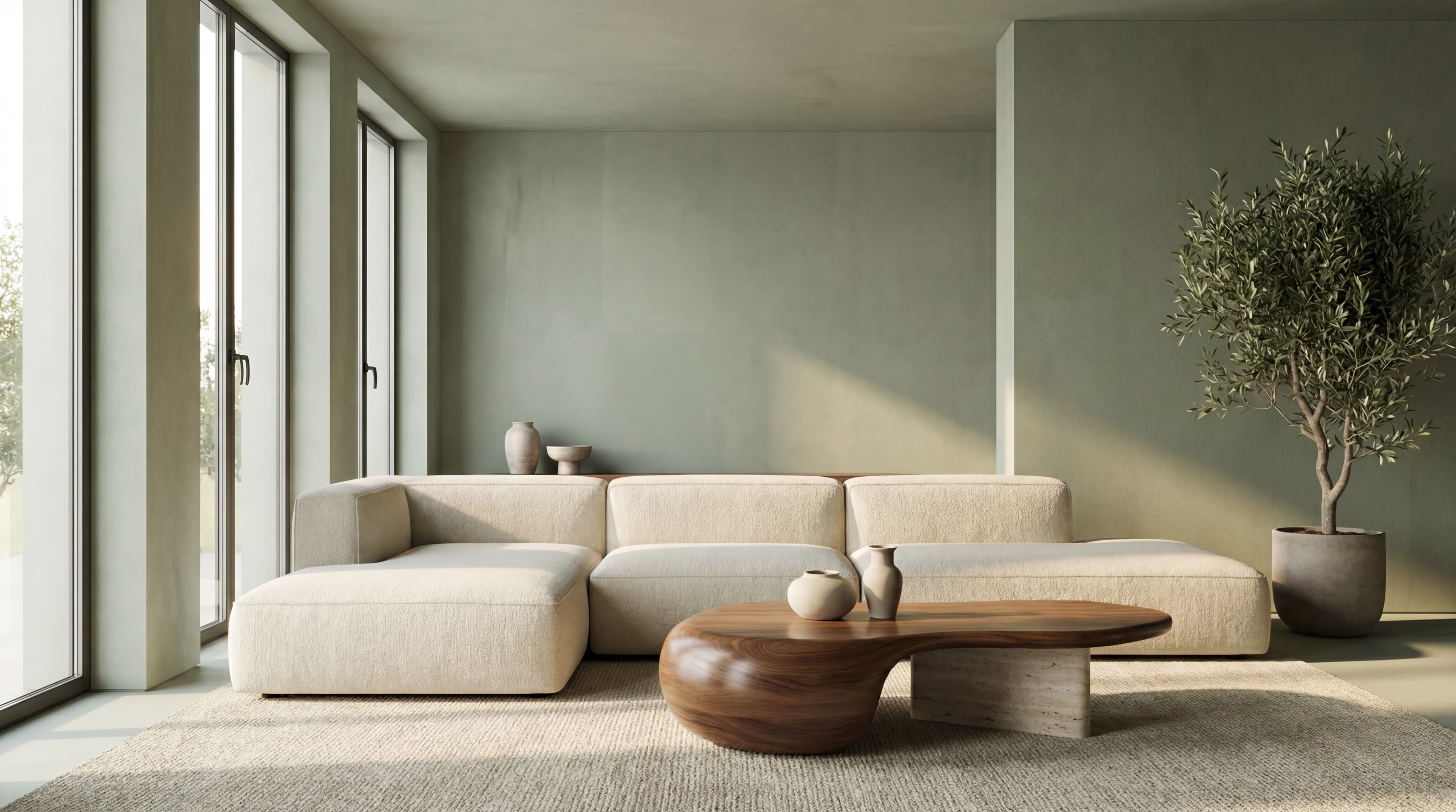 Glam Stone — Living Room in Sage