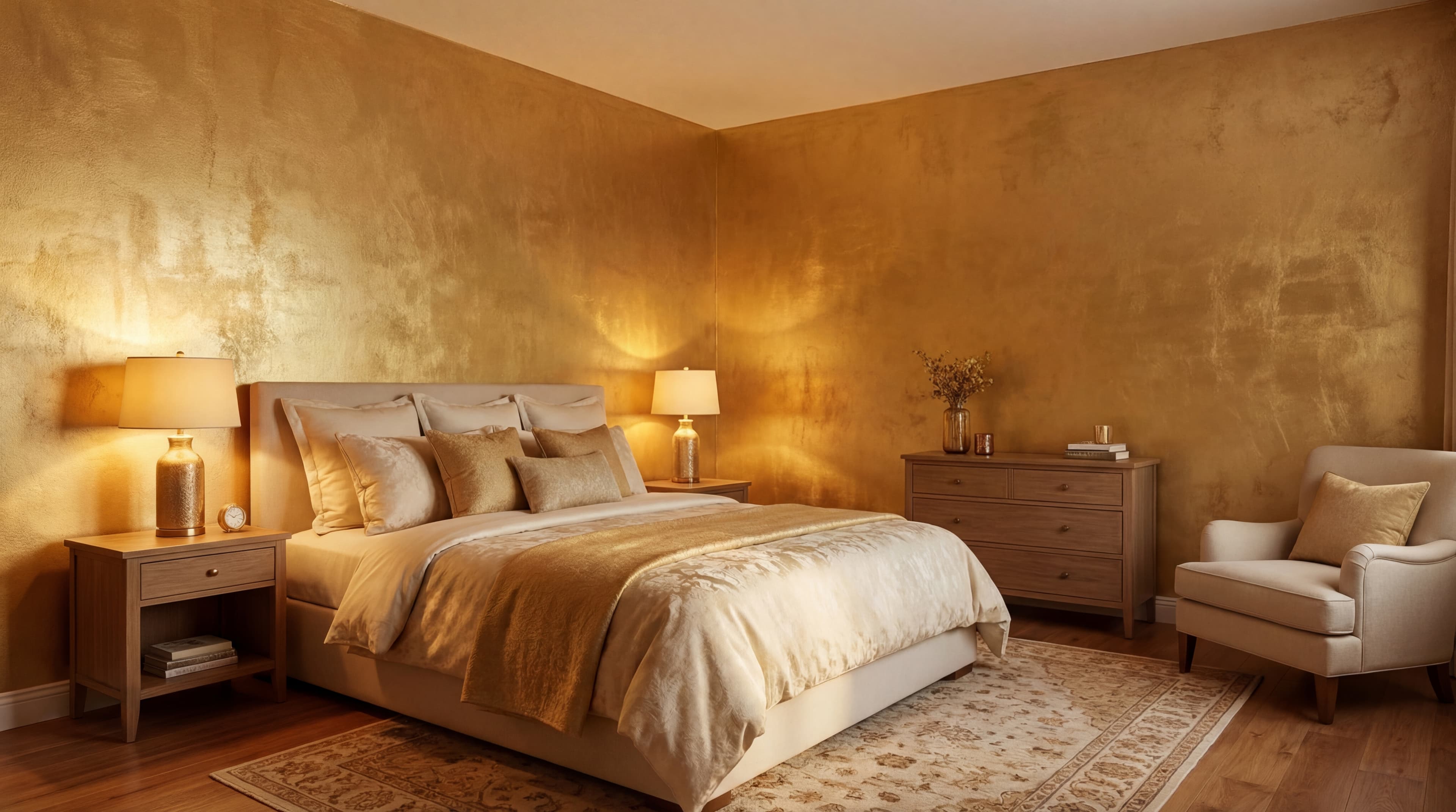 Monica Decorative Pearl — Gold finish in bedroom
