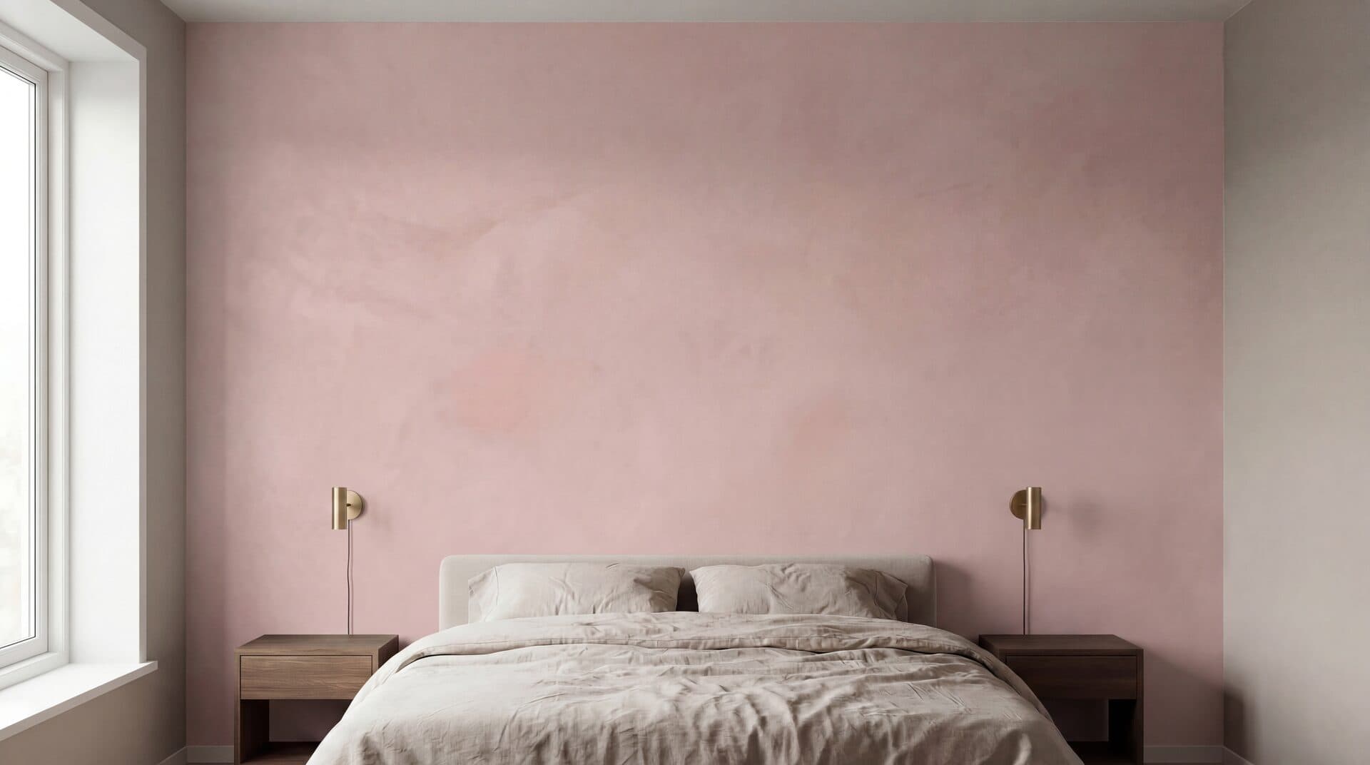 Warm microcement feature wall