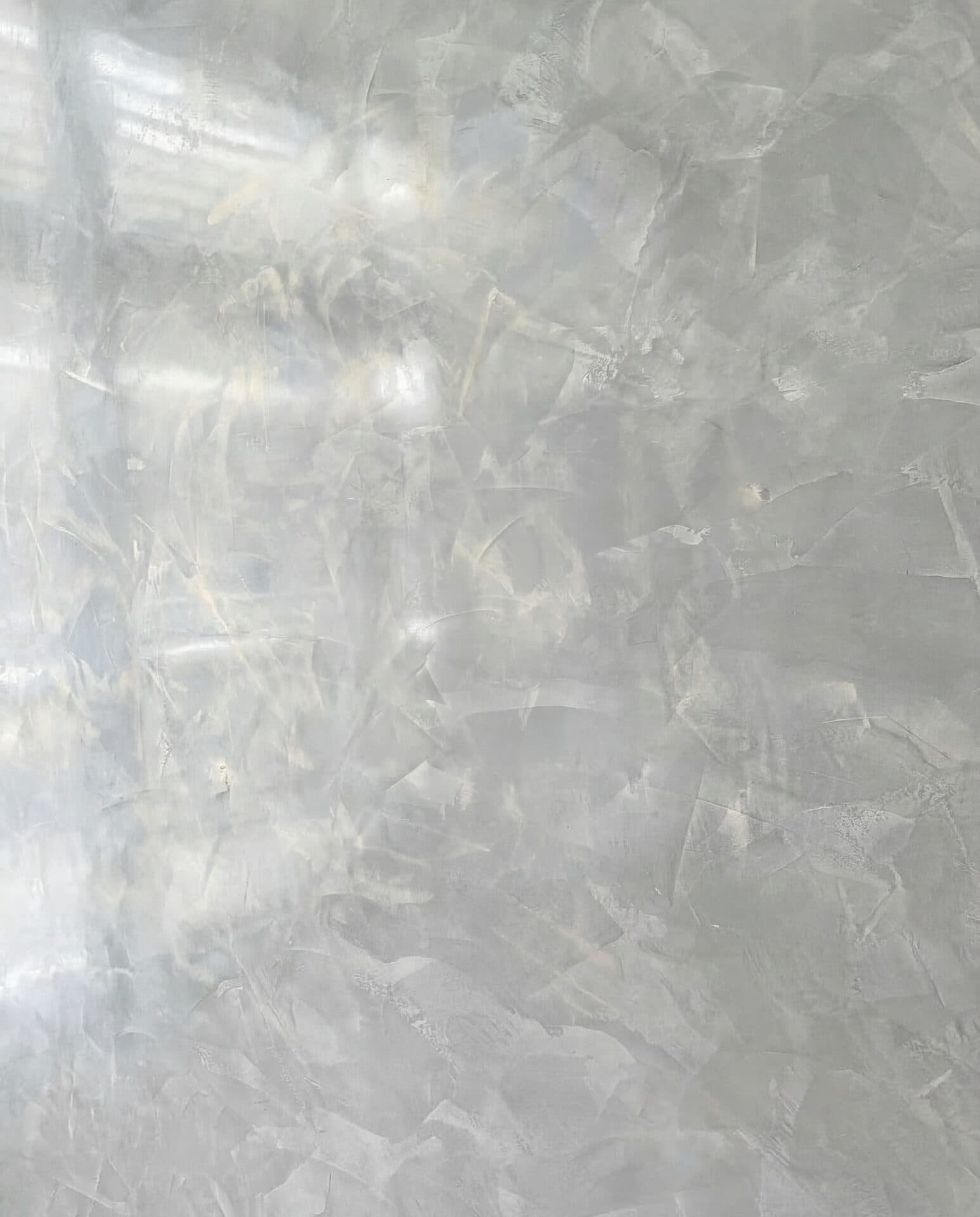 ATRIA Venetian Plaster sample board — Grigio Perla (Light Carrara silver)