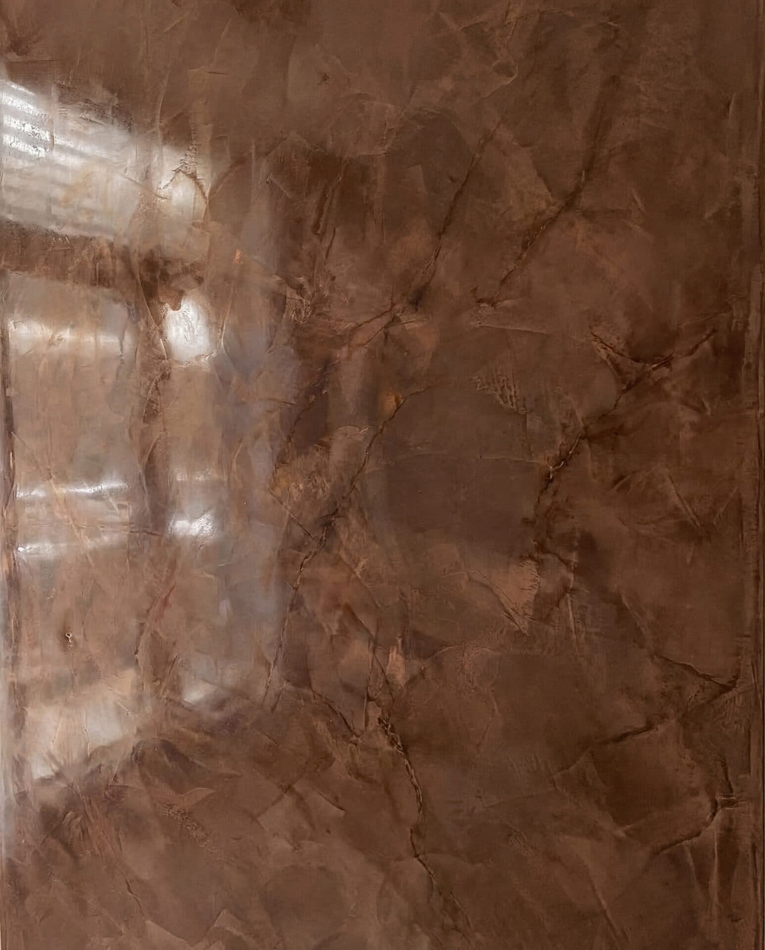 ATRIA Venetian Plaster sample board — Noce (Rich Emperador brown)
