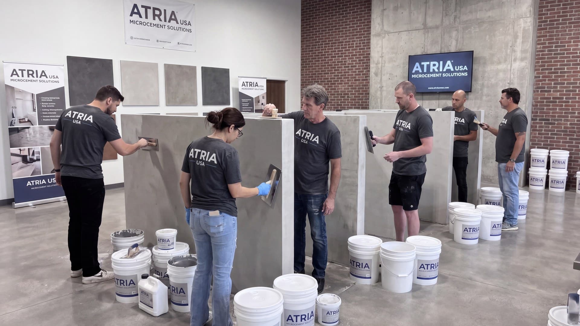 ATRIA microcement training booths in Dallas