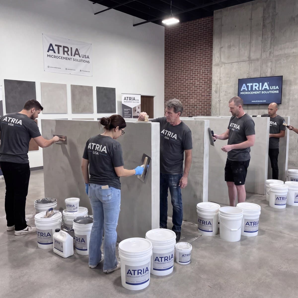 ATRIA Dallas training facility with microcement booths