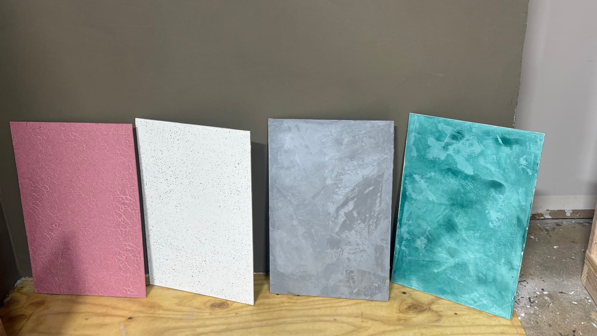 Sample boards from the specialty-finish days.